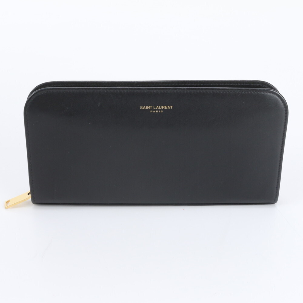 Yves Saint Laurent YSL Saint Laurent Paris Leather Long Wallet, Round Zipper,...